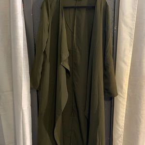 Olive open long cardigan